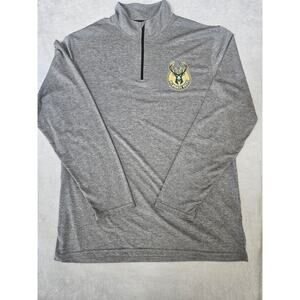 Milwaukee Bucks 1/4 Zip Shirt Mens XL Gray NBA Logo Ultra Game Pullover